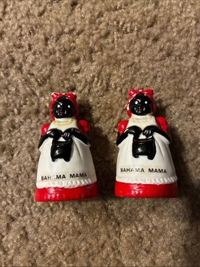 Bahama Mama Ceramic Salt & Pepper Shakers - Red, White, Black